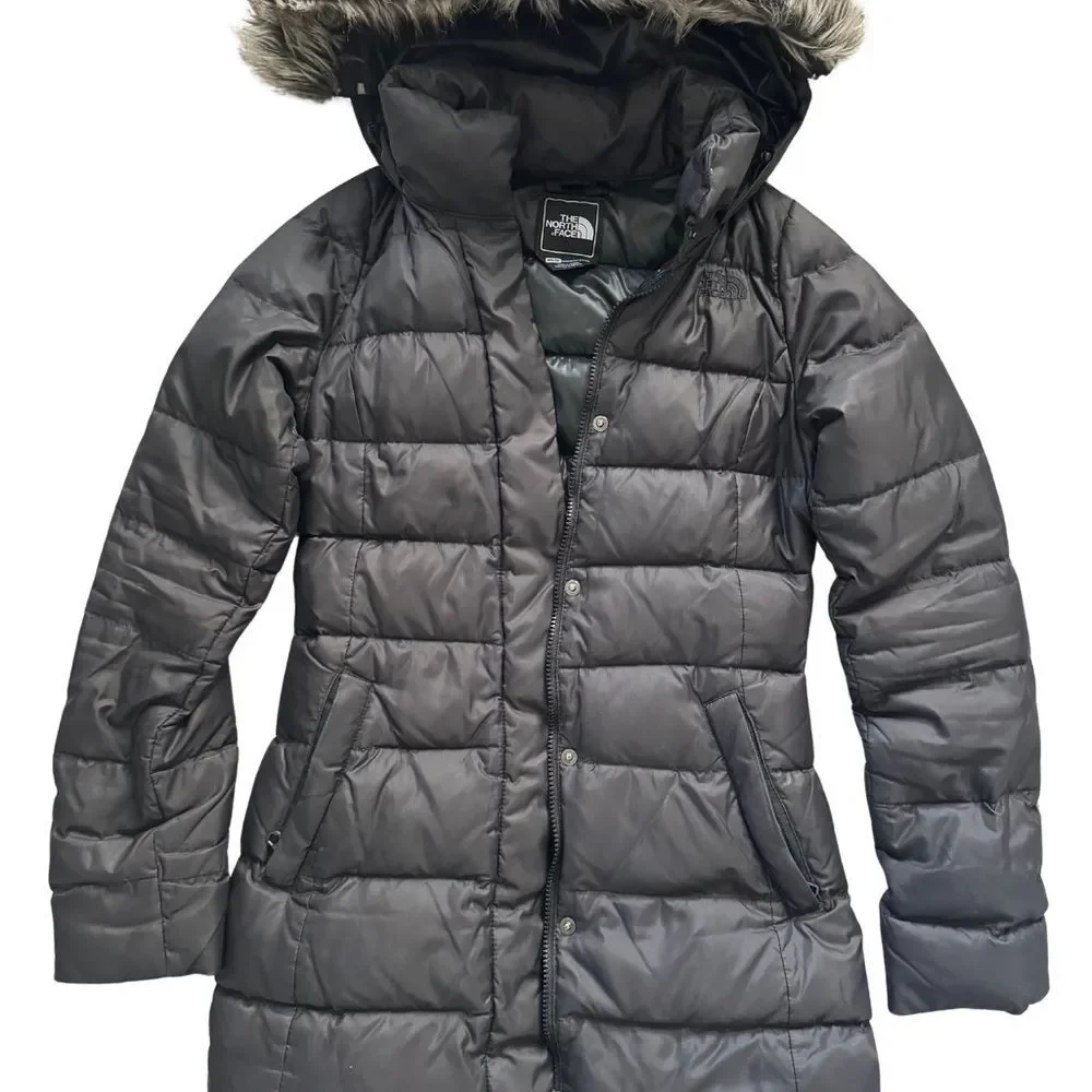 The North Face black winter puffer jacket with fur hood size XS